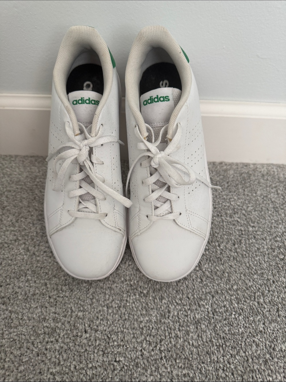 adidas White Sneakers with Green Logo Accents